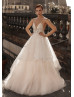 Beaded Spaghetti Straps Lace Glitter Tulle Wedding Dress